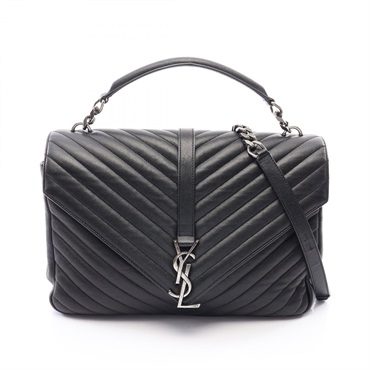 SAINT LAURENT PARIS Classic Monogram Shoulder Handbag 392738 leather Black Used