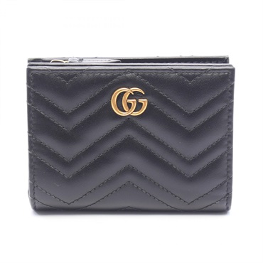 GUCCI GG Marmont compact Bi-fold wallet purse 773427 leather Black Used Women