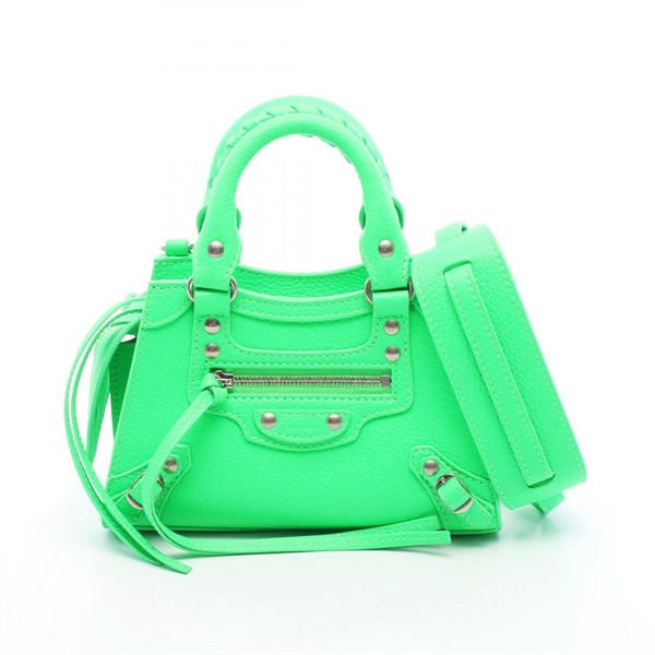 BALENCIAGA Neo Classic Nano Shoulder Crossbody Handbag 638527 leather Green Used