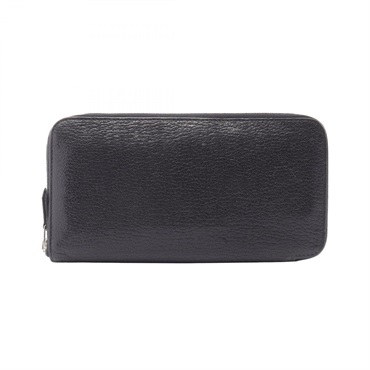 HERMES Asap Long Classic Around zip wallet purse Q Chevre leather Black Used SHW