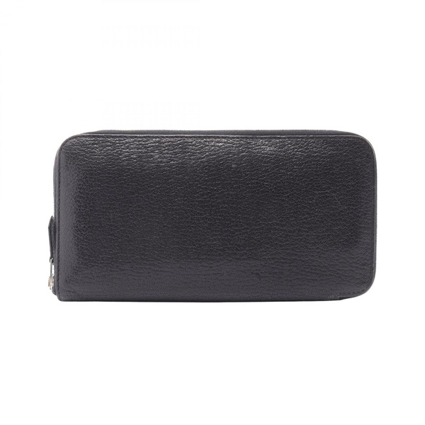 HERMES Asap Long Classic Around zip wallet purse Q Chevre leather Black Used SHW