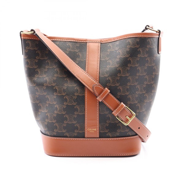 CELINE Small Bucket Triomphe Shoulder crossbody Bag 191442CAS.04LU canvas brown