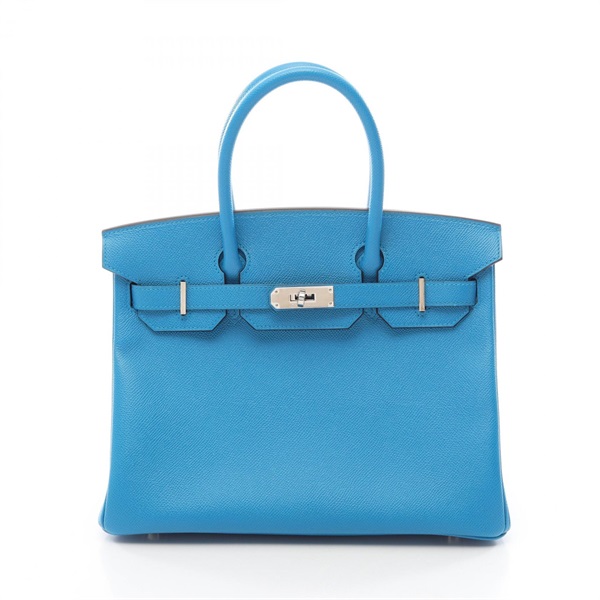 HERMES Birkin 30 Handbag Epsom leather Blue zanzibar SHW Used Women A