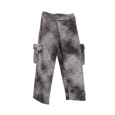LOUIS VUITTON Monogram Reversible Pocket Pants Nylon Black Preonwed Used mens