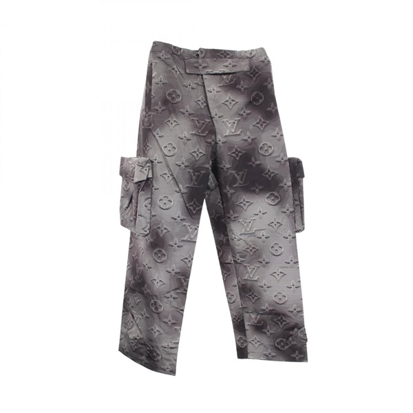 LOUIS VUITTON Monogram Reversible Pocket Pants Nylon Black Preonwed Used mens