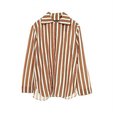 LOUIS VUITTON Chain stripe half-button top #M shirt RM192M NLJ HHS07W cotton LV