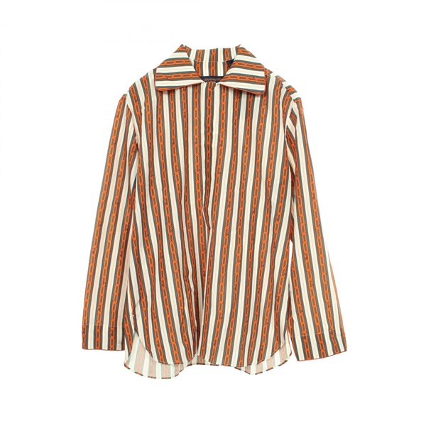 LOUIS VUITTON Chain stripe half-button top #M shirt RM192M NLJ HHS07W cotton LV