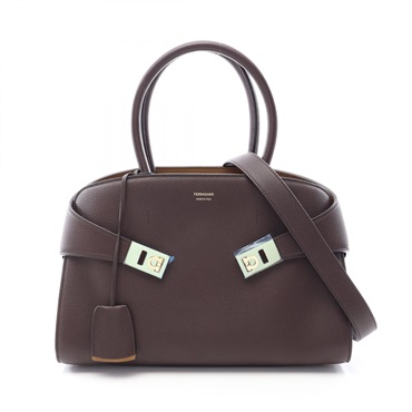 Salvatore Ferragamo Hug Bicolor shoulder crossbody Handbag 777524 leather Brown