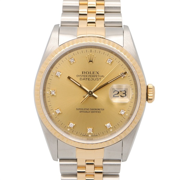 ROLEX Datejust Diamond N Number Wrist Watch 16233G Auto 18KYG SS Used Women