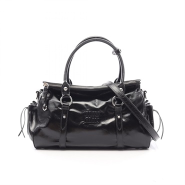 Miu Miu VITELLO SHINE shoulder crossbody Handbag 5BA3282A44F0002 leather Black