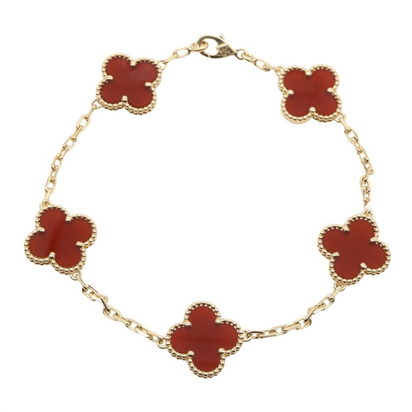 Van Cleef & Arpels Vintage Alhambra Carnelian Bracelet 18KYG Yellow Gold Women