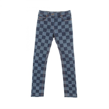 LOUIS VUITTON Damier print Denim pants #36 RW192W OUY FHPA08 cotton Preowned LV
