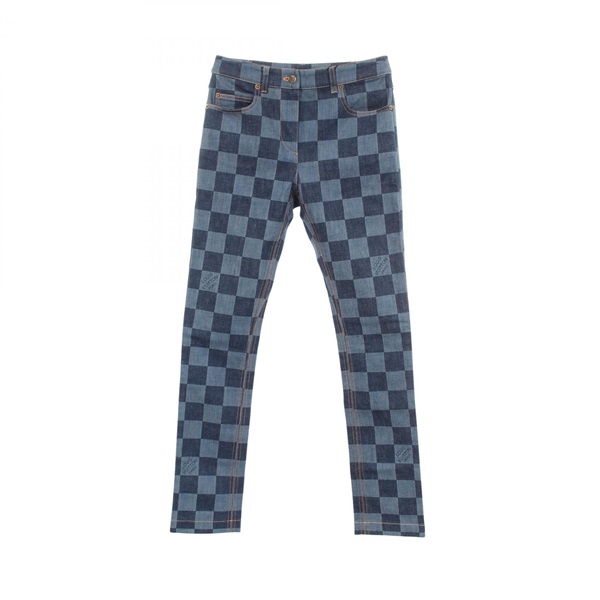 LOUIS VUITTON Damier print Denim pants #36 RW192W OUY FHPA08 cotton Preowned LV