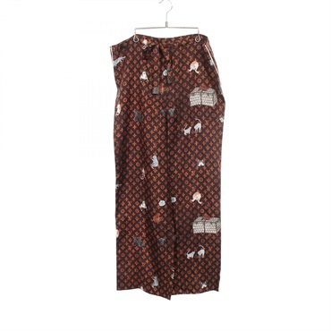 LOUIS VUITTON Catgram Pants RW191A LLP FGPA32 silk Brown Used Women size 38