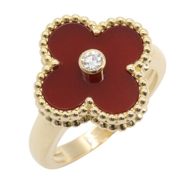 Van Cleef & Arpels Vintage Alhambra Carnelian Ring 18KYG Used Women US #5.25 #50