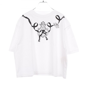 HERMES Cartouche Ferronneries T-shirt cotton White Used Women size 40