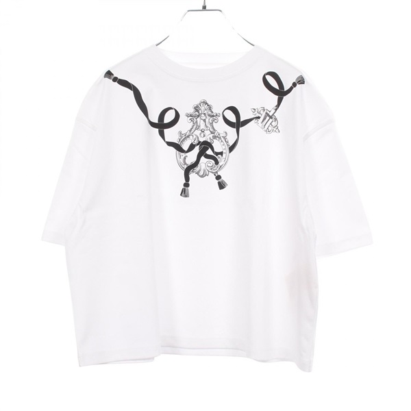 HERMES Cartouche Ferronneries T-shirt cotton White Used Women size 40