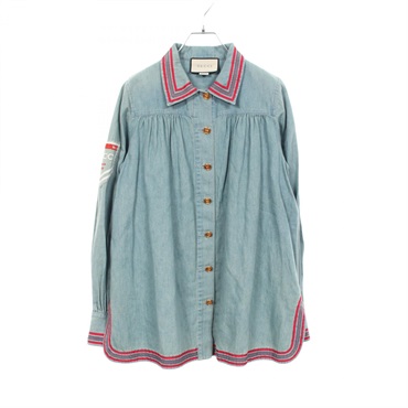 GUCCI Amour de Jour Interlocking G Button Vintage Finish Shirt 605547 cotton #40