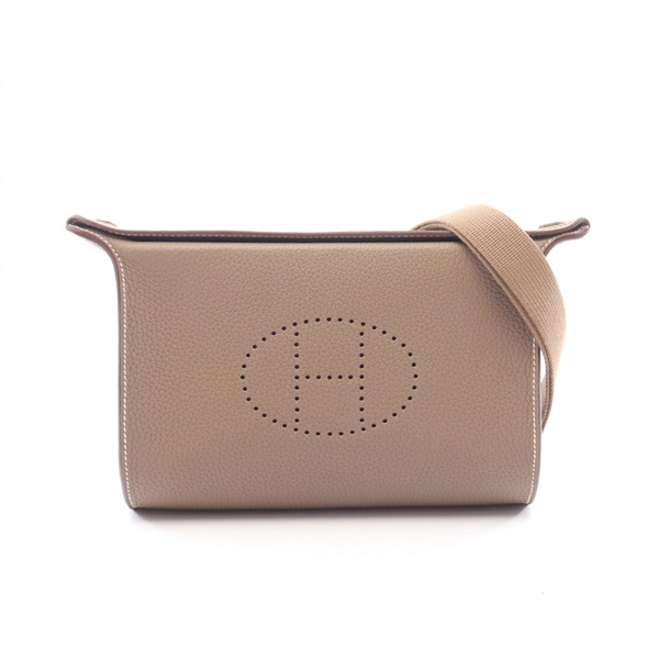 HERMES Vid Poche Shoulder Bag Togo leather Gray Etoupe Grey Used Women SHW G
