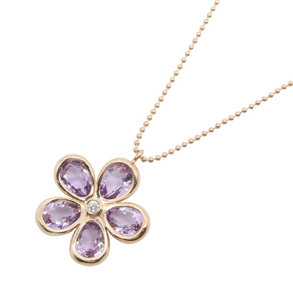 TIFFANY＆CO Flower Amethyst Necklace Pendant 18KRG Pink Rose Gold Used Women