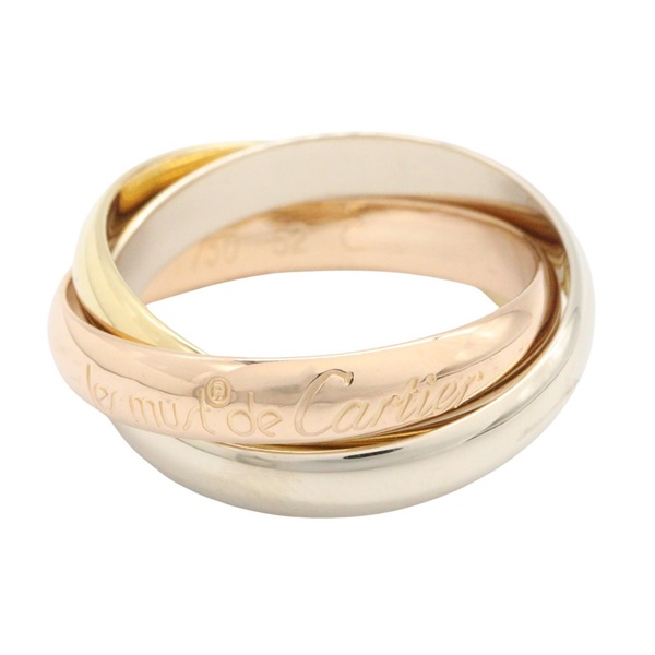 CARTIER Trinity Ring 18KYG 18KPG 18KWG Three gold Used Women US size 6 #52