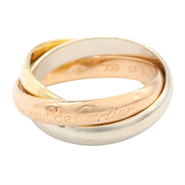 CARTIER Trinity Ring 18KYG 18KPG 18KWG Three gold Used women US size 6 #52