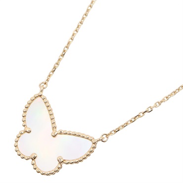 Van Cleef & Arpels Lucky Alhambra Papillon Mother of Pearl Necklace 18KYG Women