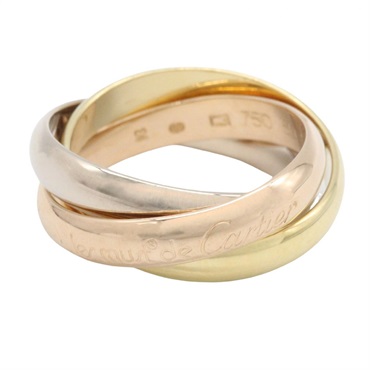 CARTIER Trinity Ring 18KYG 18KPG 18KWG Three gold Used women US size 5 #50