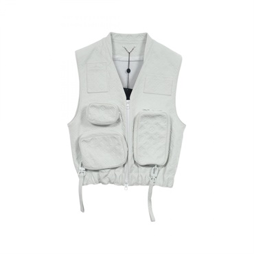 LOUIS VUITTON Plain Rainbow Monogram vest #50 RM191 LZT HGL65W leather Gray Used