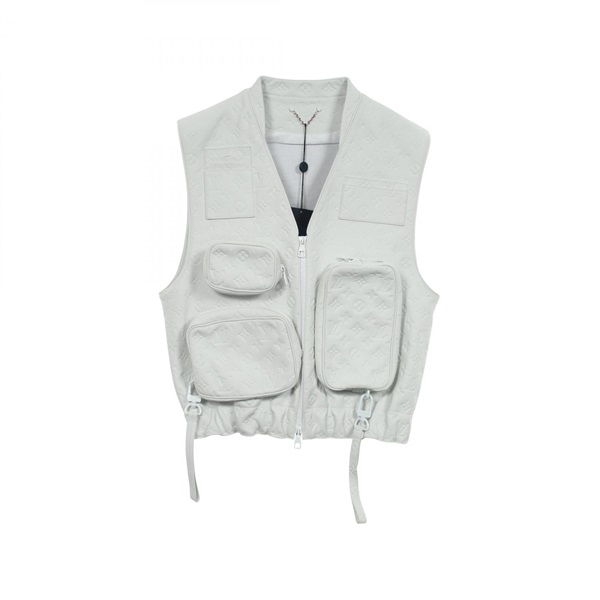 LOUIS VUITTON Plain Rainbow Monogram vest #50 RM191 LZT HGL65W leather Gray Used