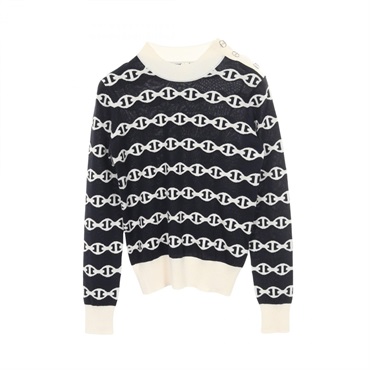 HERMES Chaine d'Ancre Shoulder button Knitwear #36 H5E2697DF silk cashmere Used