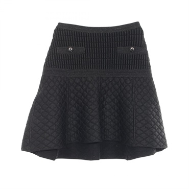 CHANEL COCO Mark button skirt #38 P47236K05978 wool polypropylene Black Used