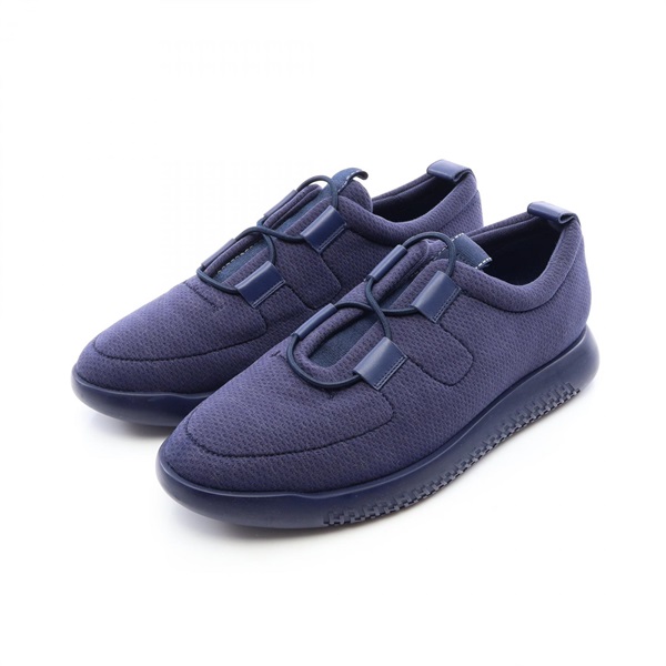 HERMES Mesh Sneakers Shoes #45 Fabric Navy Preowned Women