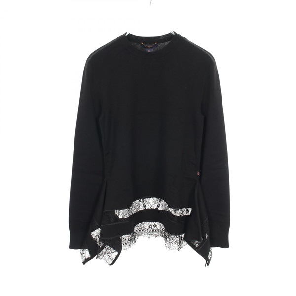 LOUIS VUITTON Lace switching knitwear Sweater wool Black Preowned Women size XS