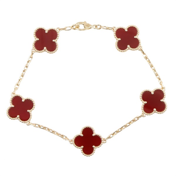 Van Cleef & Arpels Vintage Alhambra Carnelian Bracelet 18KYG Gold Used Women