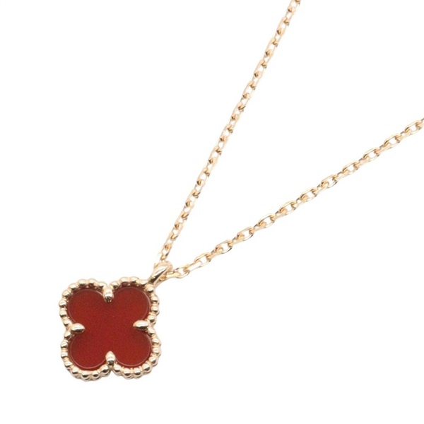 Van Cleef & Arpels Sweet Alhambra Carnelian Necklace 18KRG Rose Gold Used Women