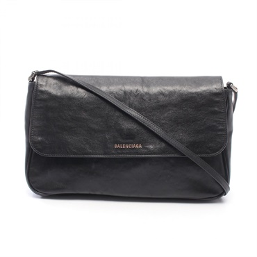 BALENCIAGA GRUNGY MESSENGER Medium Shoulder Crossbody Bag leather Black Used