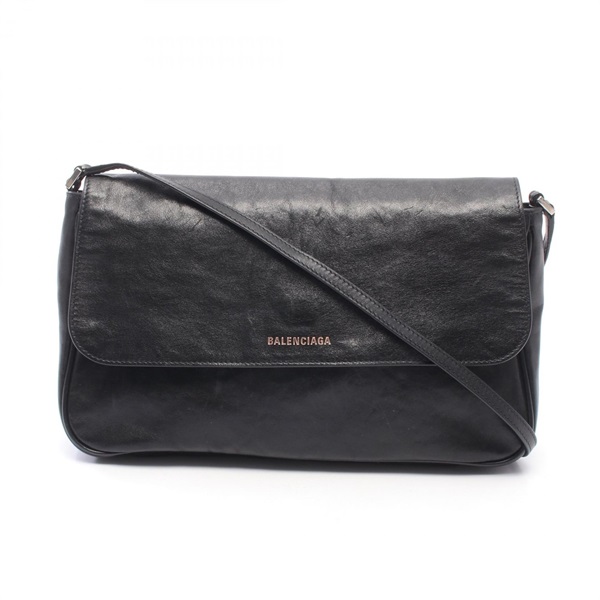 BALENCIAGA GRUNGY MESSENGER Medium Shoulder Crossbody Bag leather Black Used