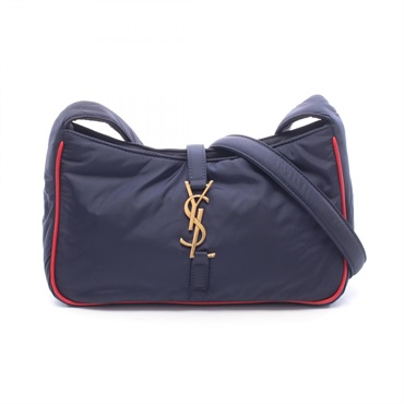 SAINT LAURENT PARIS E 5 À 7 Shoulder Bag 733294 Nylon leather Navy Red Used