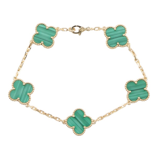 Van Cleef & Arpels Vintage Alhambra Malachite Bracelet 18KYG Gold Used Women