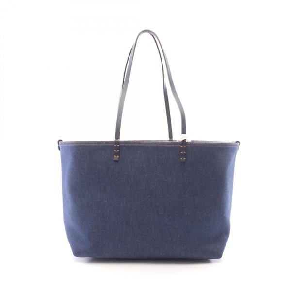 FENDI Roll Medium Reversible Shoulder Tote Bag Denim leather Navy Preowned Women
