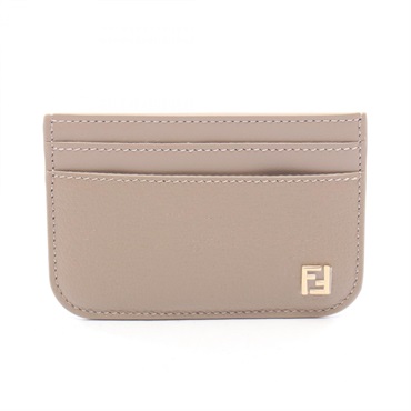 FENDI FF Card Case Holder 8M0586B08EF0QD3 leather Beige Preowned Women
