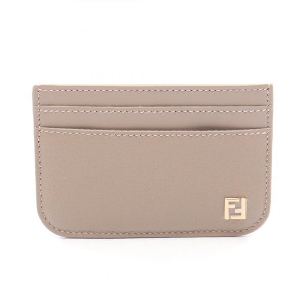 FENDI FF Card Case Holder 8M0586B08EF0QD3 leather Beige Preowned Women