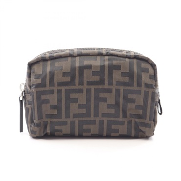 FENDI Zucca Pouch Bag 8N0218B1J2F1PR4 canvas leather Brown Black Preowned Women