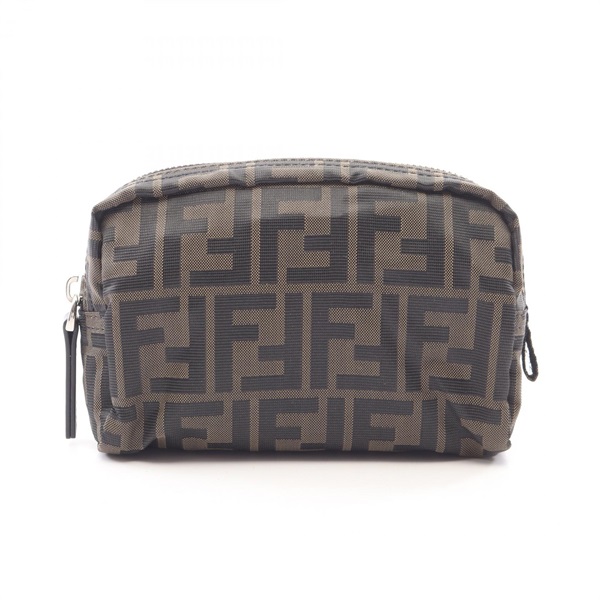 FENDI Zucca Pouch Bag 8N0218B1J2F1PR4 canvas leather Brown Black Preowned Women