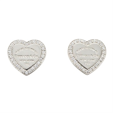 TIFFANY＆CO Return to Heart Diamond Pierced Earrings 18KWG White Gold Used Women