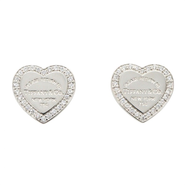 TIFFANY＆CO Return to Heart Diamond Pierced Earrings 18KWG White Gold Used Women