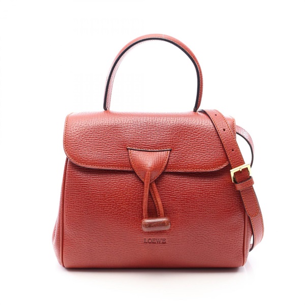 LOEWE 2WAY Shoulder Crossbody Handbag leather Bordeaux Used Women