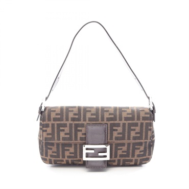 FENDI Mamma bucket Zucca Shoulder Handbag 26424 canvas leather Brown Used Women