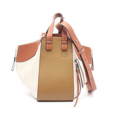 LOEWE HAMMOCK SMALL Shoulder Handbag leather White Brown Used Women